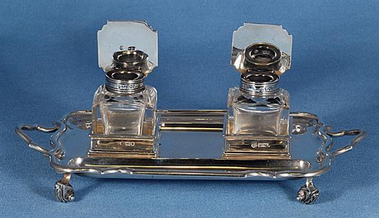 A silver inkstand, Length 216mm Width 122mm Tray weight only 9.7oz/275gr.